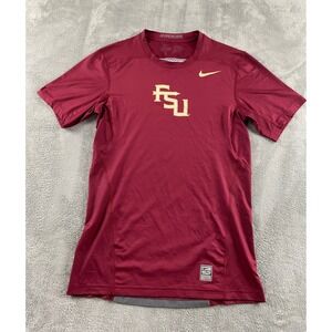 Nike Pro Combat Hypercool FSU Seminoles Shirt Mens Small Garnet Gold Fitted S